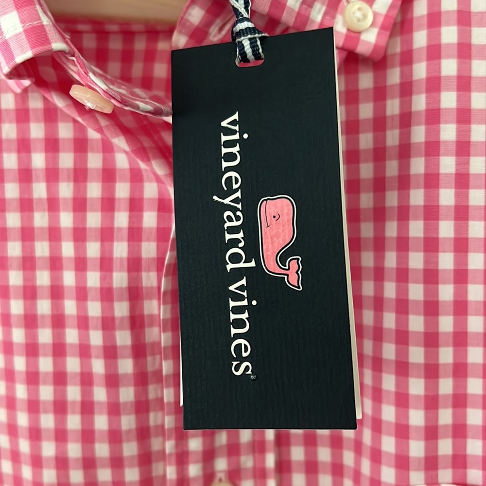 MENS LONG SLEVE PINK VINEYARD VINES CHECK SHIRT - Picture 4 of 6
